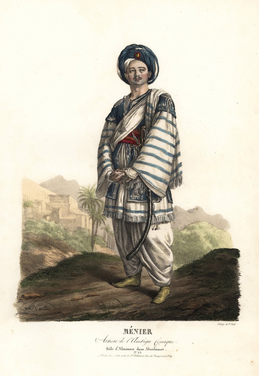 Paulin Menier como Almanzor em Abenhamet por Anne-Honore-Joseph Duveyrier, música por Adrien Quaisain, Ambigu Comique de Alexandre Marie Colin