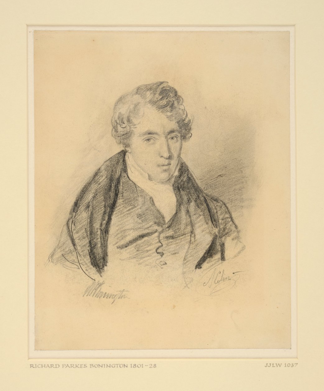 Retrato de Richard Parkes Bonington, c.1825-30 (grafite macia sobre papel tecido) de Alexandre Marie Colin