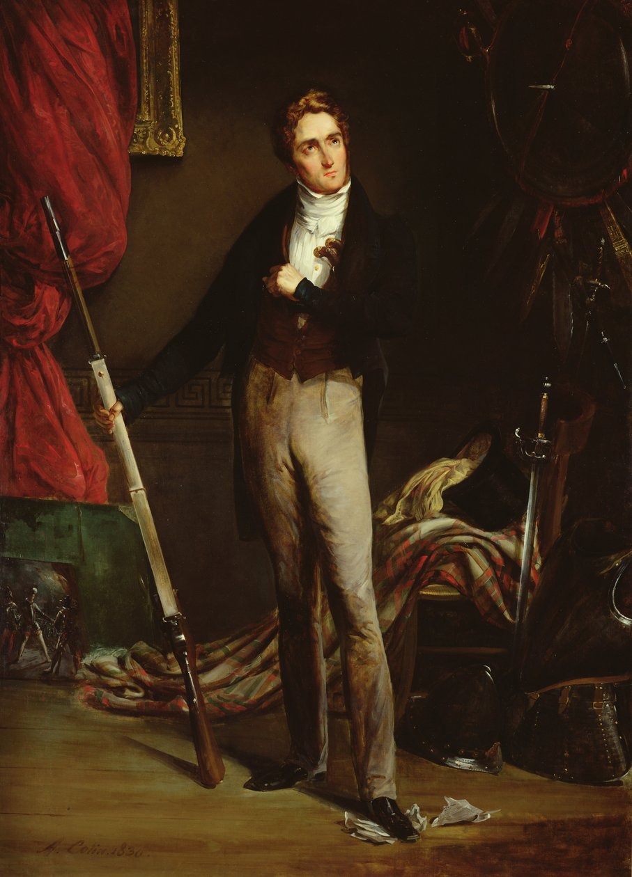Retrato de um jovem revolucionário durante a Revolução Francesa de 1830 (óleo sobre papelão) de Alexandre Marie Colin