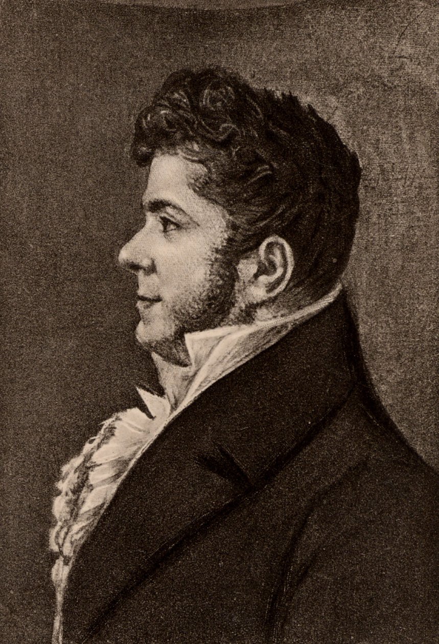 Retrato de Stendhal, romancista francês (litografia) de Alexandre Marie Longuet