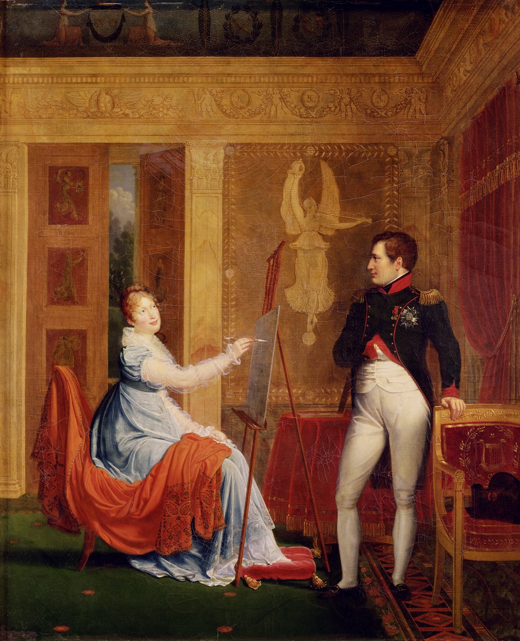 Marie Louise (1791-1847) de Habsburgo Lorraine pintando um retrato de Napoleão I (1769-1821) de Alexandre Menjaud