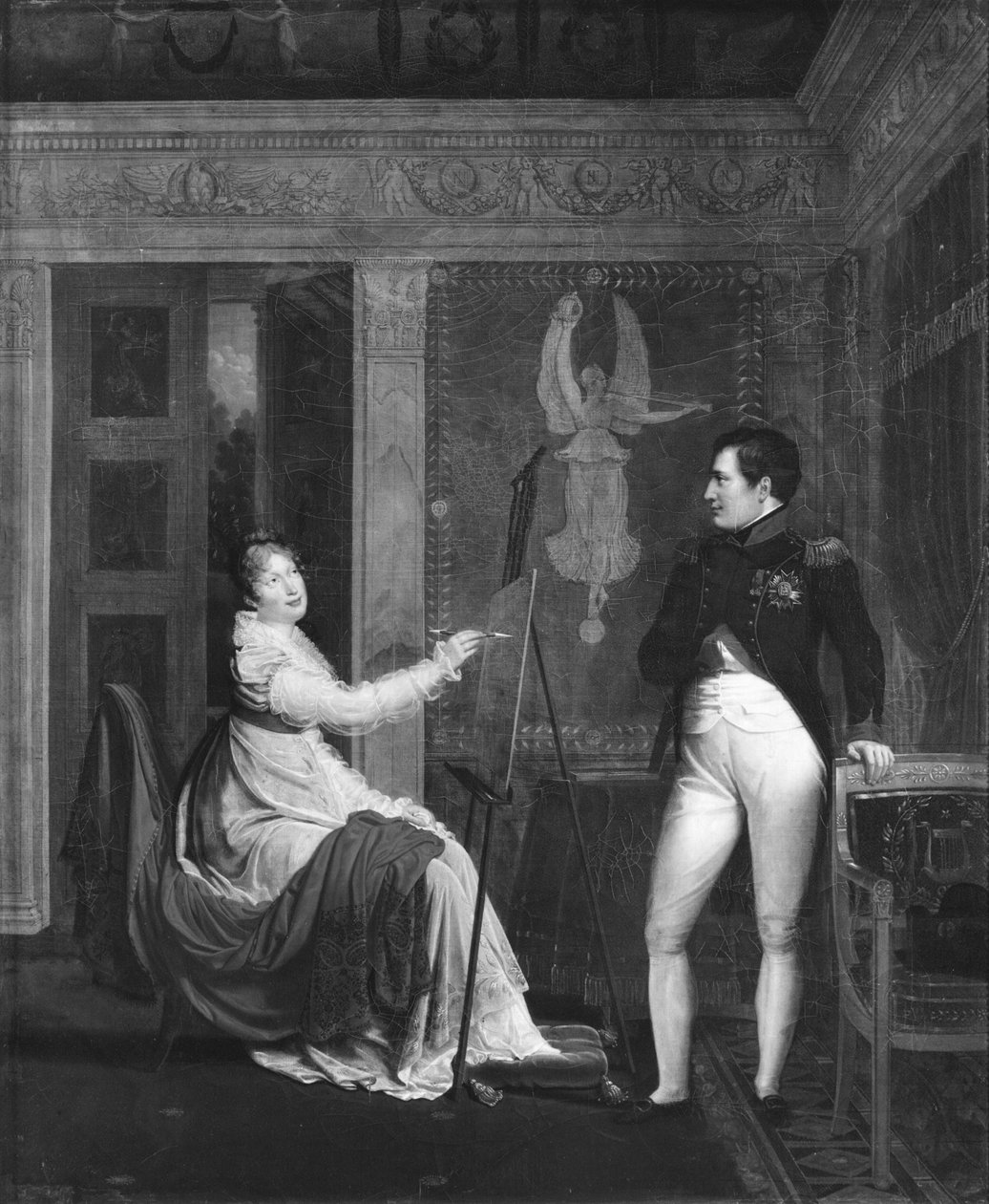 Marie Louise (1791-1847) de Habsburgo Lorraine pintando um retrato de Napoleão I (1769-1821) de Alexandre Menjaud