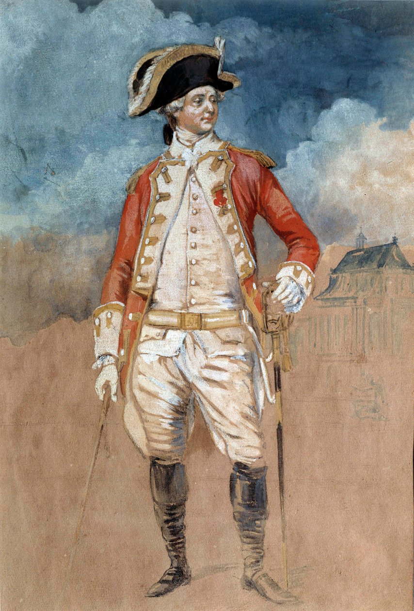 Portrait en pied de Louis Stanislas Xavier de France, Conde de Provença (futuro Rei Luís XVIII) (1755-1824) Aguarela de Alexandre Moitte (1750-1828) Amiens do século XVIII, Musee de Picardie de Alexandre Moitte