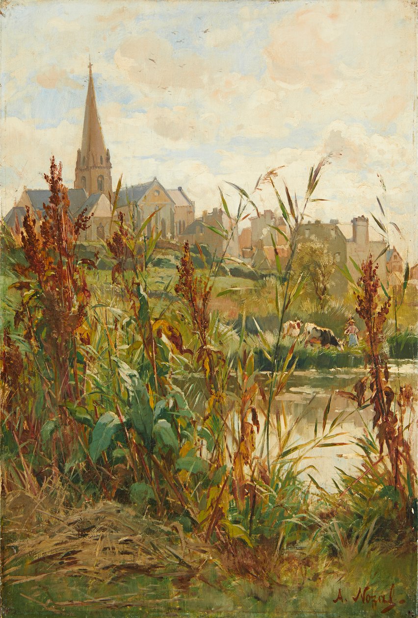 Igreja à beira do rio (óleo sobre tela) de Alexandre Nozal
