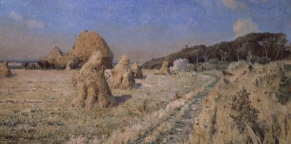 Milho Stooks em um campo de Alexandre Nozal