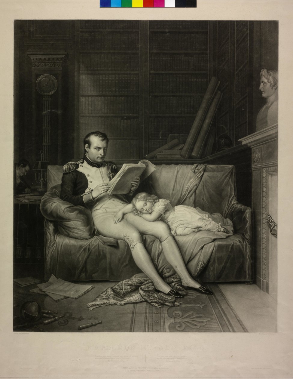 Imperador dos franceses Napoleão I Bonaparte (mezzotint) de Alexandre Vincent Sixdeniers