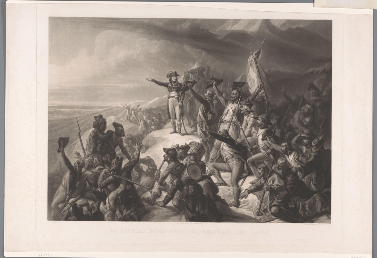 Napoleão Bonapartes overtocht sobre de Alpen General Bonaparte cruzando os Alpes (título no objeto) de Alexandre Vincent Sixdeniers