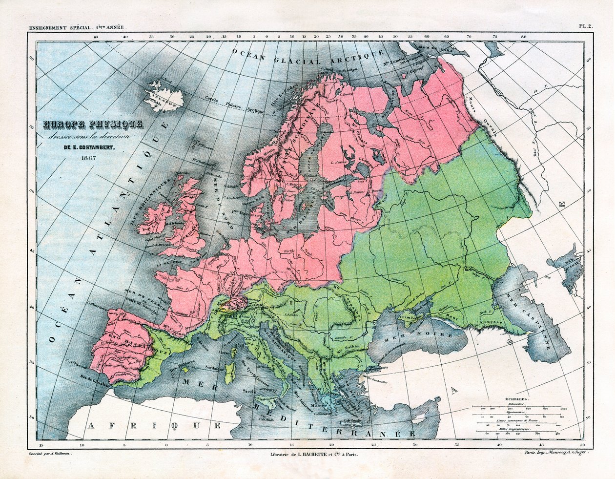 Mapa da Europa Física de Alexandre Vuillemin