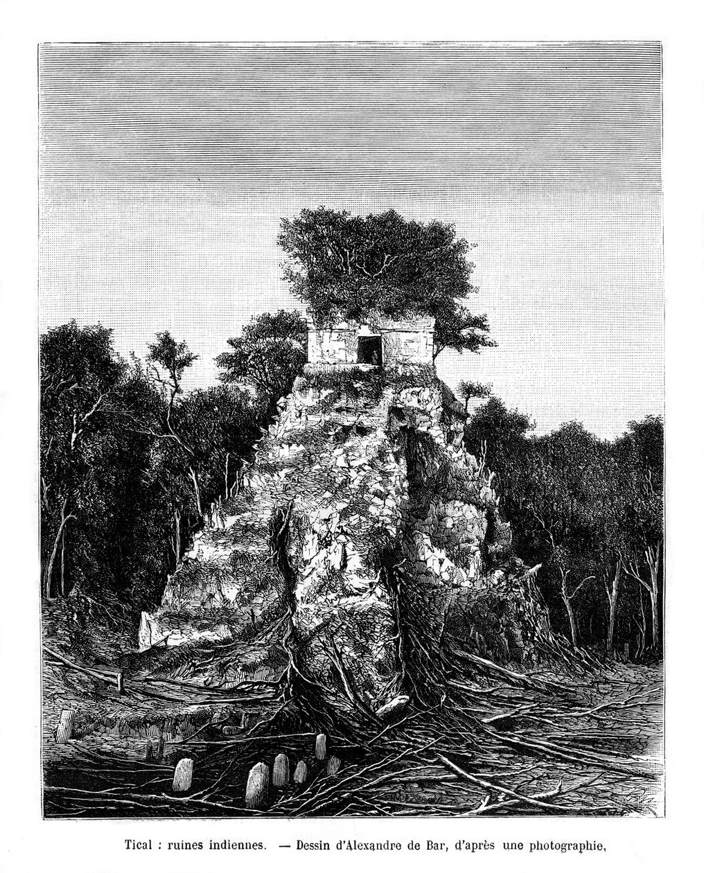 Ruínas maias, Tikal, Guatemala, século XIX de Alexandre de Bar