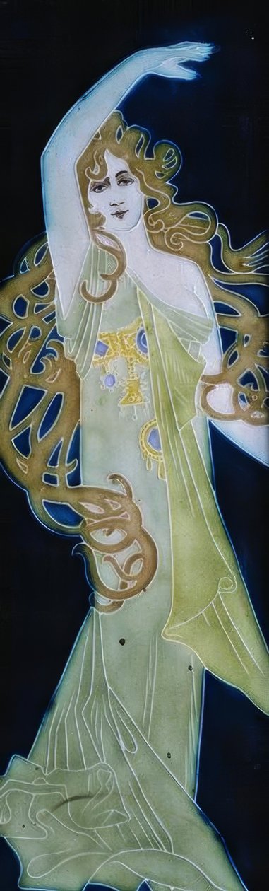 Esmalte modernista. Detalle figura femenina. de Alexandre de Riquer
