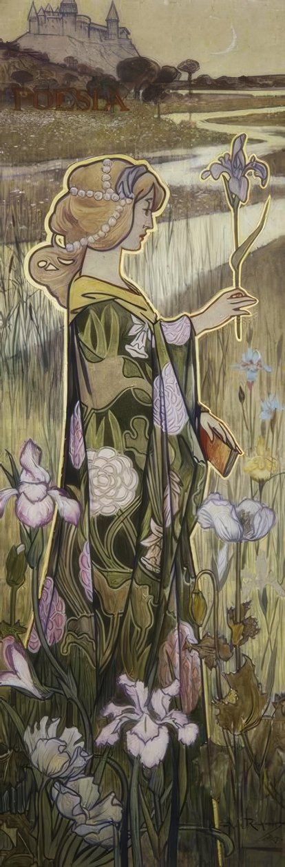 La Poesia. Óleo. de Alexandre de Riquer