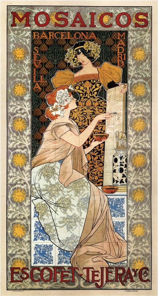 Mosaico Escofet-Tejera Advertising Poster, 1900 de Alexandre de Riquer