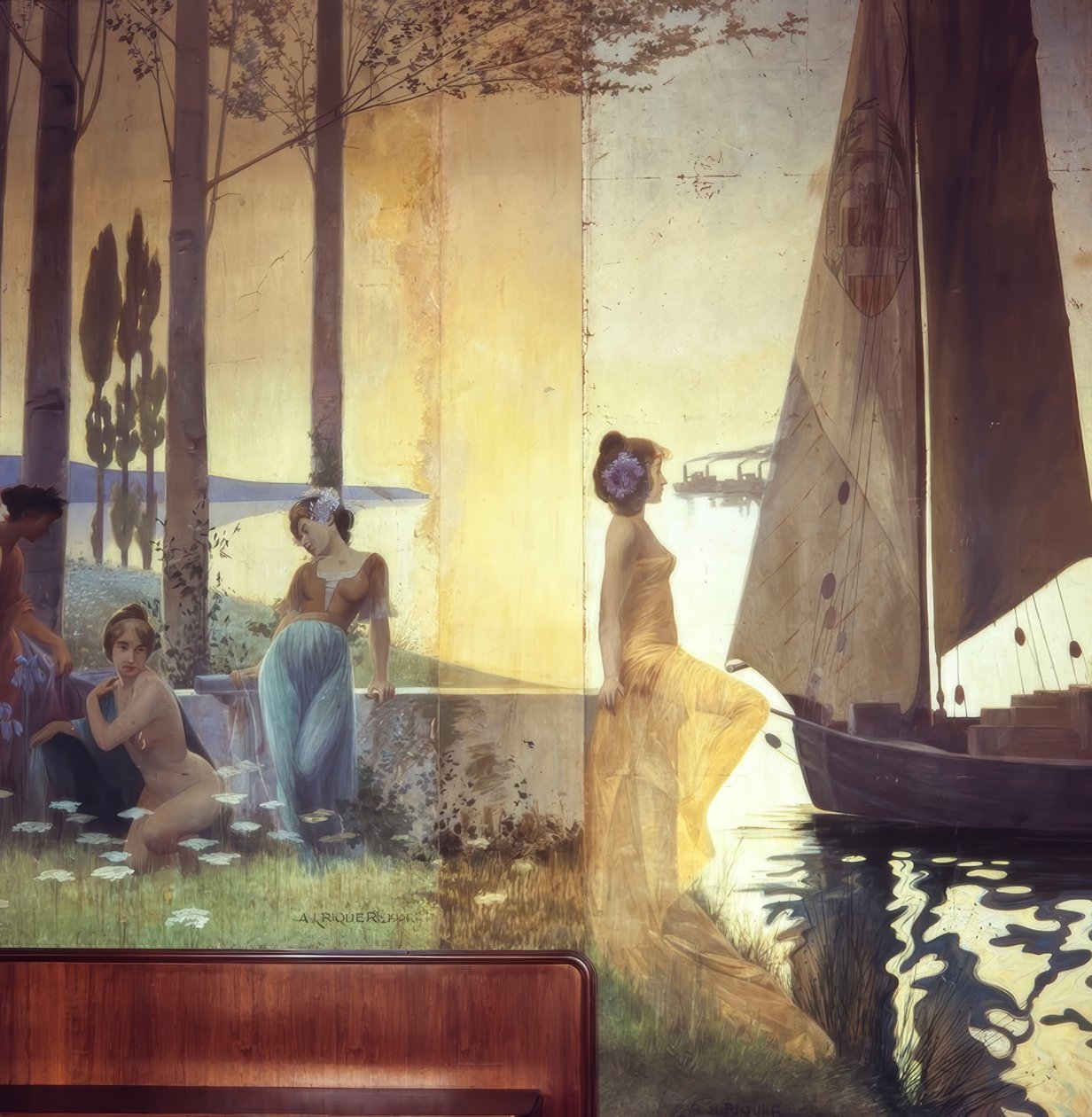 Mural representando uma alegoria da agricultura, da indústria e da exportação de Alexandre de Riquer