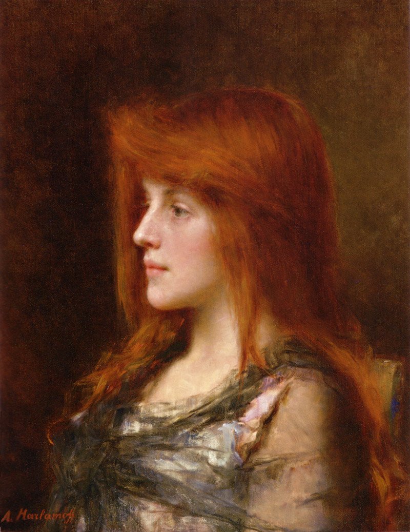 Retrato de uma jovem beleza de Alexei Harlamov