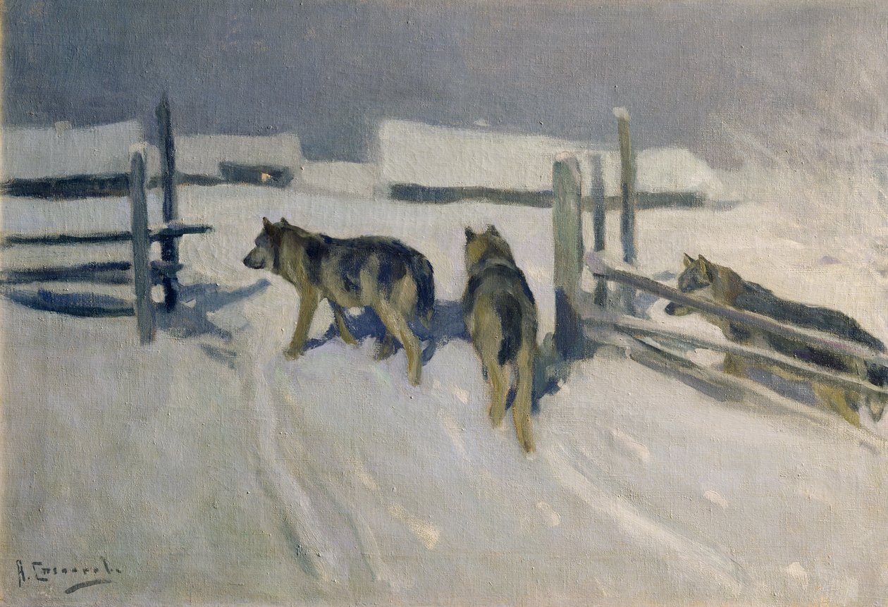 Lobos, noite de inverno, c.1910 de Alexei Steipanovitch Stepanov