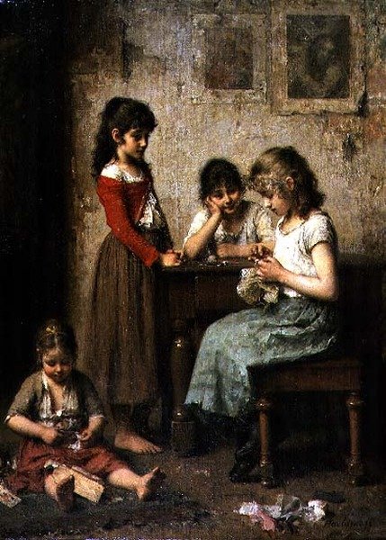 A jovem costureira de Alexei Alexevich Harlamoff