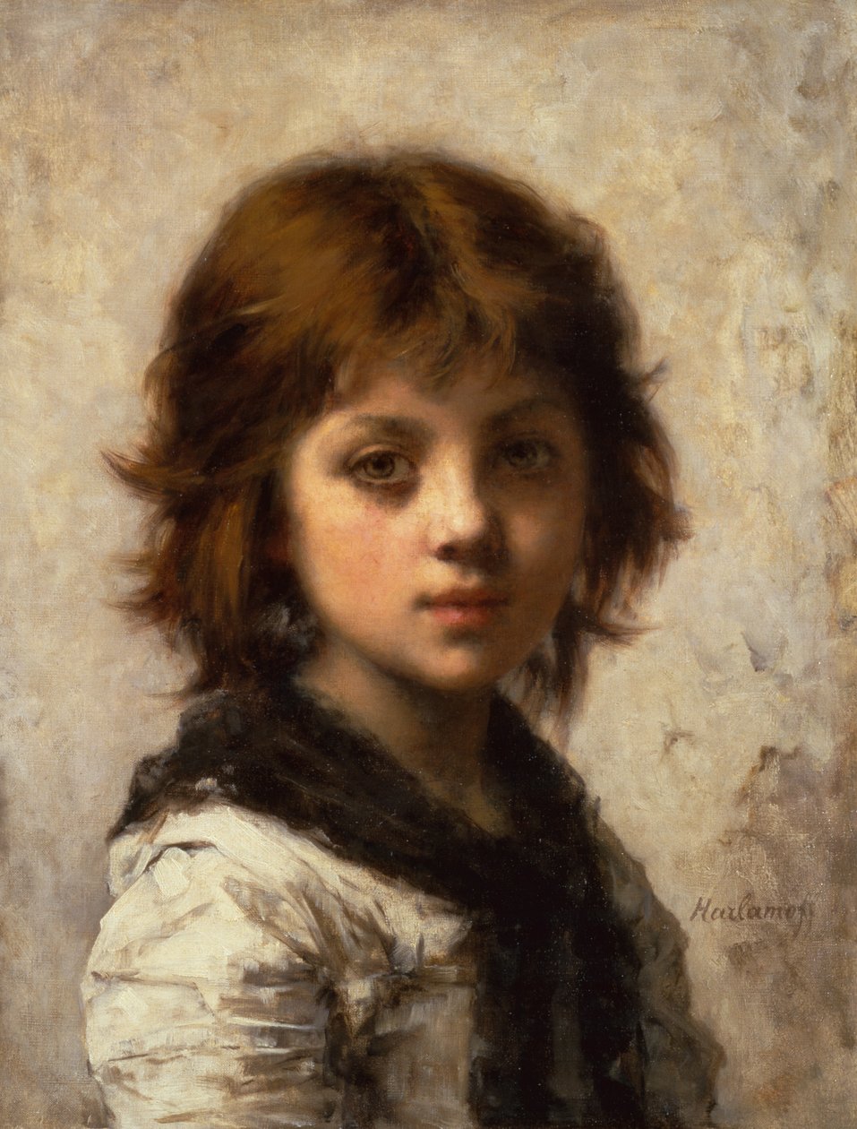 Moça (óleo sobre tela) de Alexei Alexevich Harlamoff