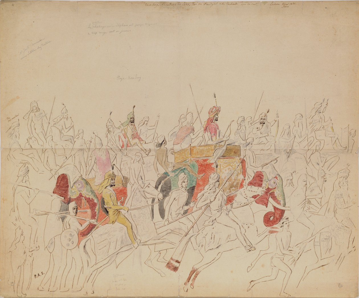 Maharaja Sher Singh de Punjab e sua corte, 1846 de Alexei Dmitriyevich Saltykov