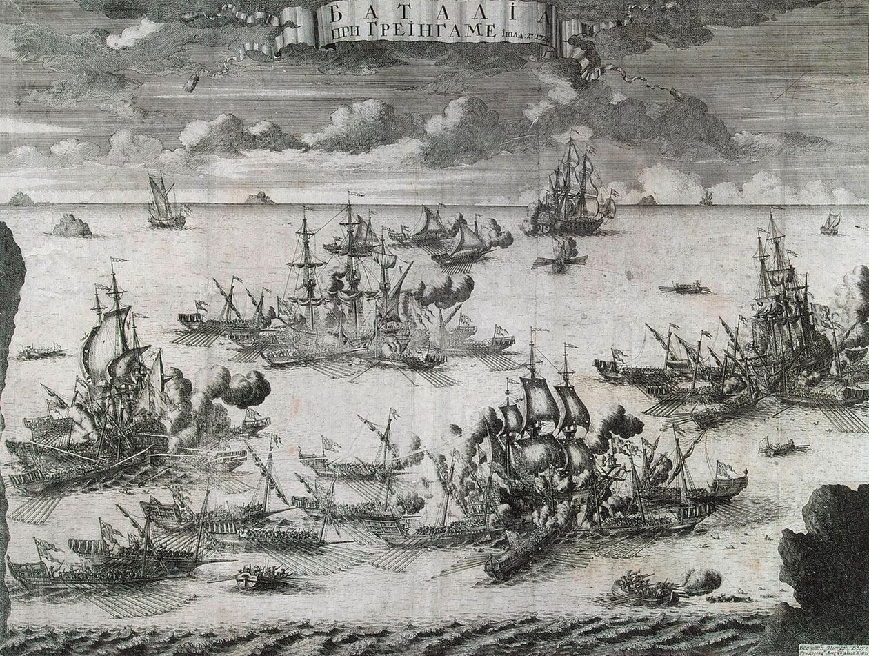 A Batalha de Grengam em 27 de julho de 1720, 1721. de Alexei Fyodorovich Zubov