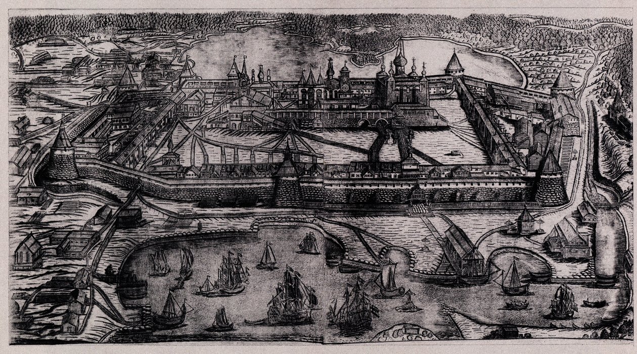 O Mosteiro da Transfiguração Solovetsky nas Ilhas Solovetsky, 1744 de Alexei Fyodorovich Zubov