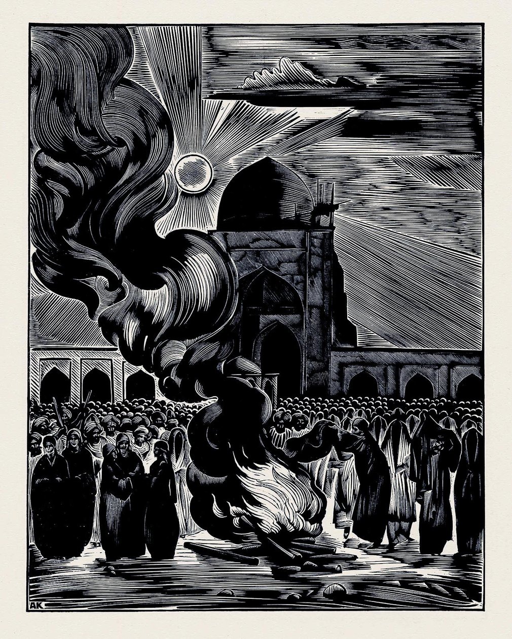 A Libertação das Mulheres Muçulmanas. Queimando o Véu, 1928 de Alexei Ilyich Kravchenko