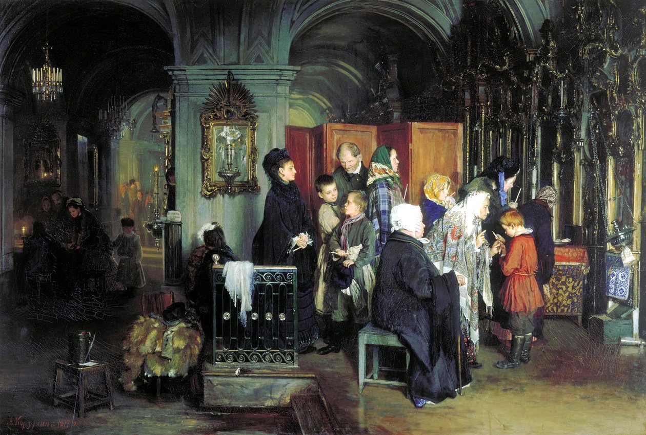 Antes da Confissão, 1877. de Alexei Ivanovich Korzukhin