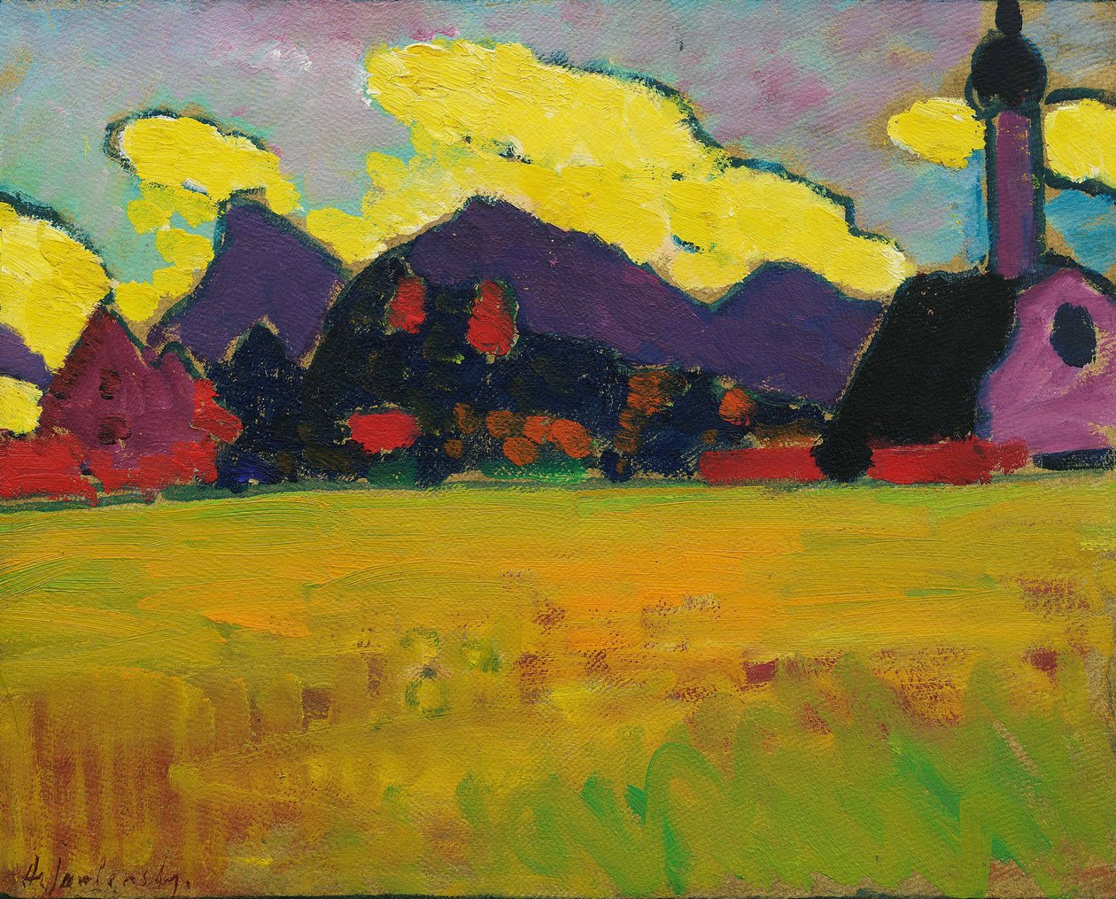 Paisagem nas nuvens amarelas da noite de Murnau, c. 1910. de Alexei Javlensky von