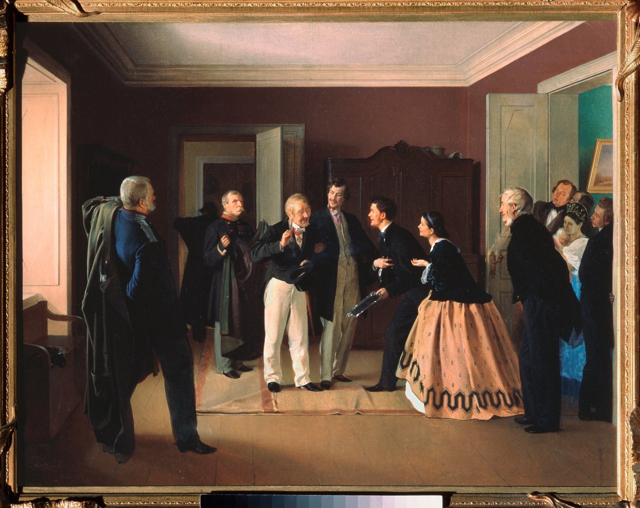 Renúncia do Chefe - Pintura de Alexei Lukich Yushanov (1840-após 1866), óleo sobre tela de Alexei Lukich Yushanov