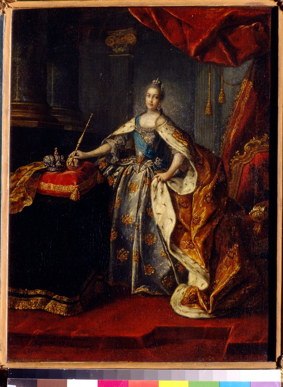 Retrato da Imperatriz Catherine II (1729-1796) da Rússia. Pintura por Alexei Petrovich Antropov (1716-1795), óleo sobre tela de Alexei Petrovich Antropov