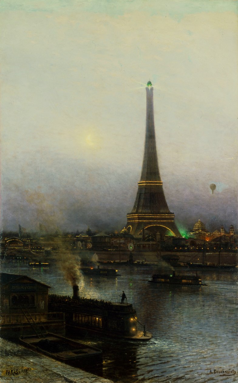 A torre Eiffel em Night, 1889. de Alexei Petrovich Bogolyubov