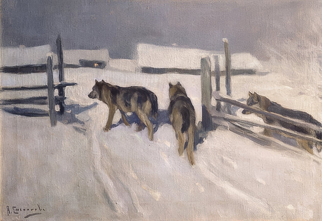 Lobos. Noite de inverno. Por volta de 1910 de Alexei Steipanovitch Stepanov