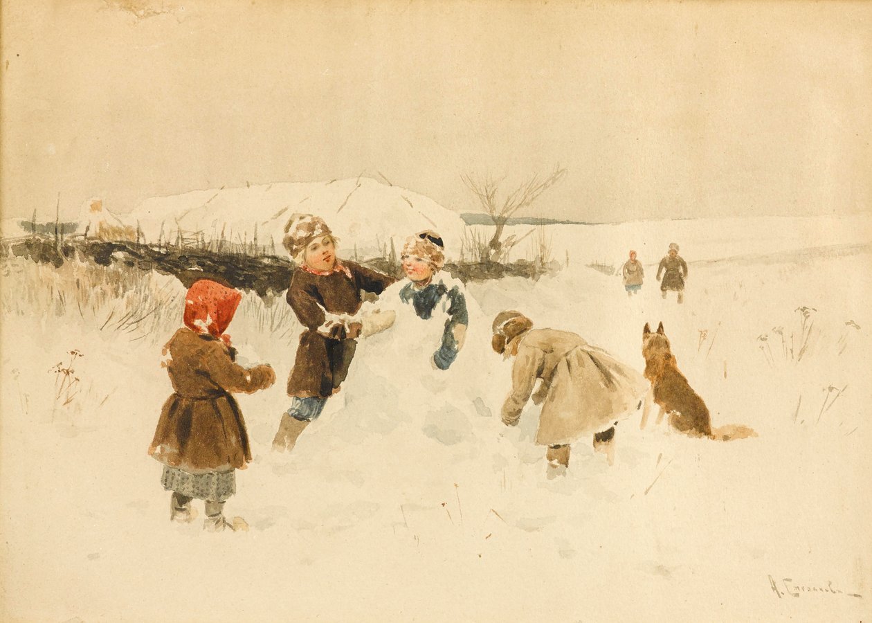 Fazendo um boneco de neve, 1891. de Alexei Stepanovich Stepanov