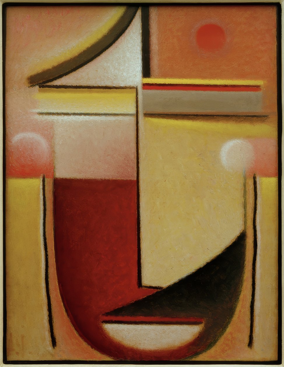 Cabeça abstrata: ouro branco vermelho de Alexej von Jawlensky
