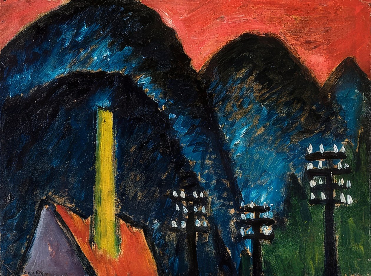 Montanhas azuis (paisagem com chaminé amarela). 1912 de Alexej von Jawlensky