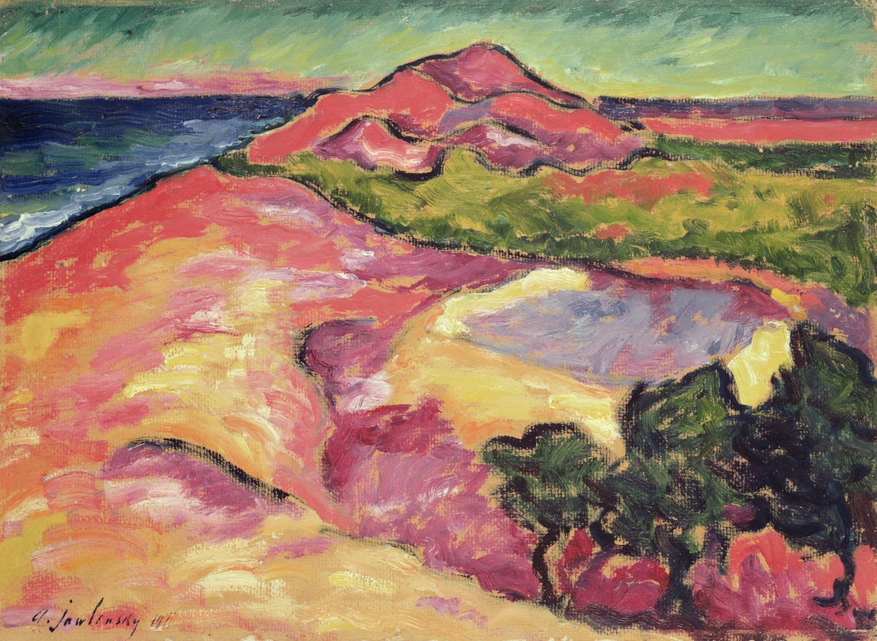Cena da costa com Red Hill de Alexej von Jawlensky