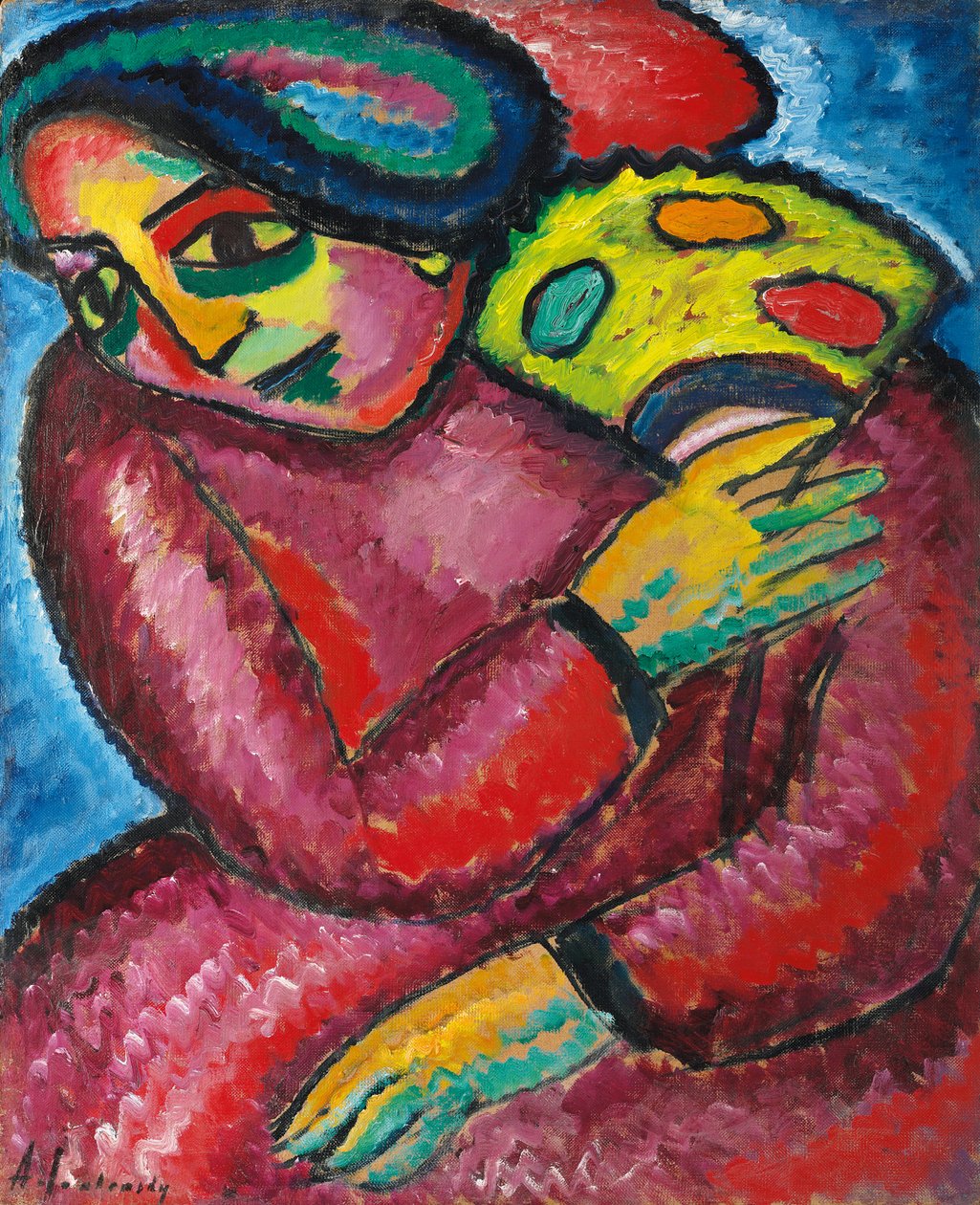 Dance com leque amarelo; Dance com um fã amarelo, 1912 de Alexej von Jawlensky