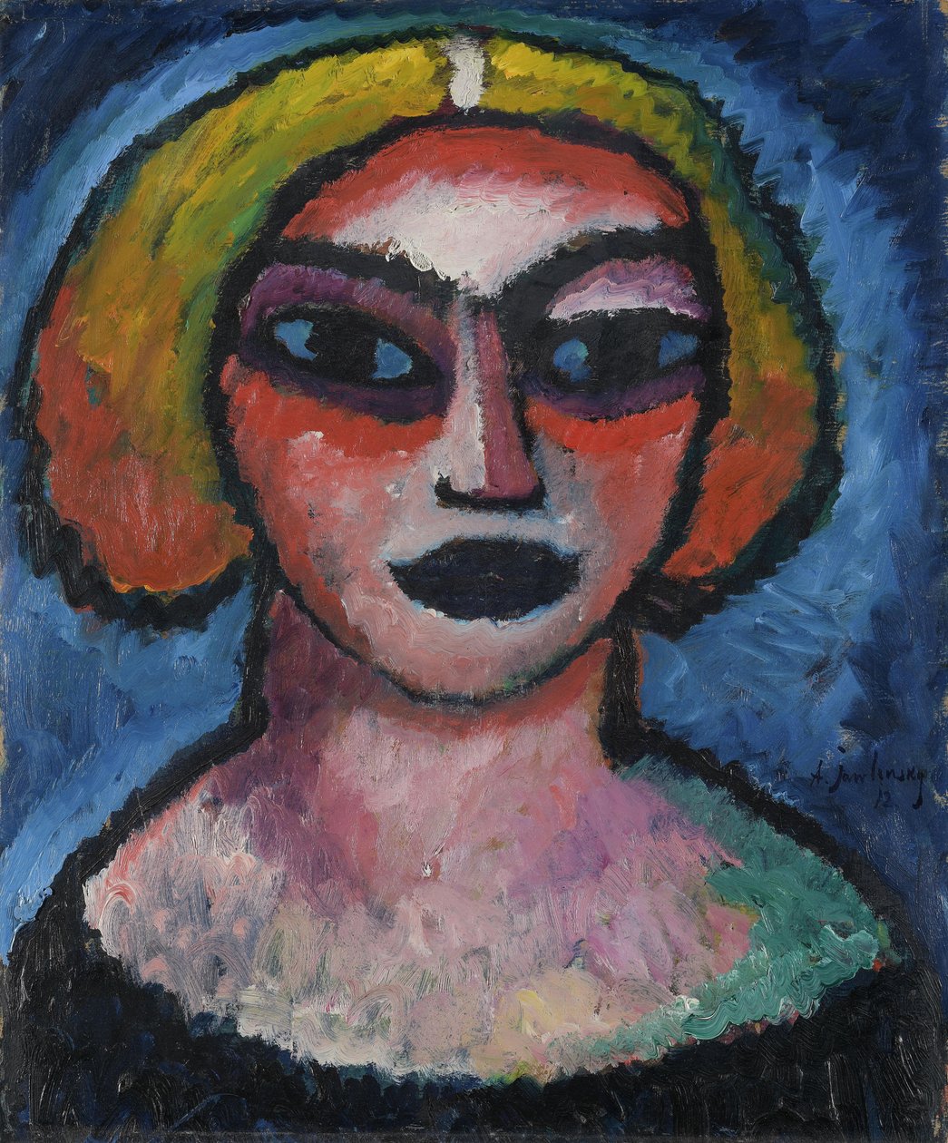 Cabeça de mulher. Verso: retrato de busto de um homem (cerca de 1910-1912) de Alexej von Jawlensky