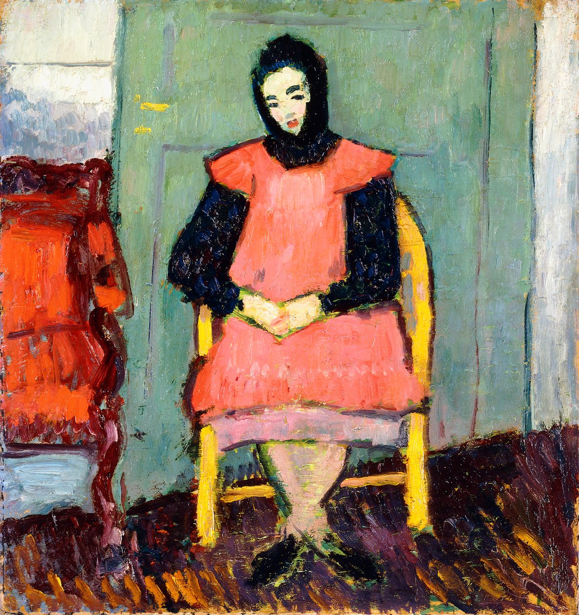 Menina na cadeira amarela, 1906-07 de Alexej von Jawlensky