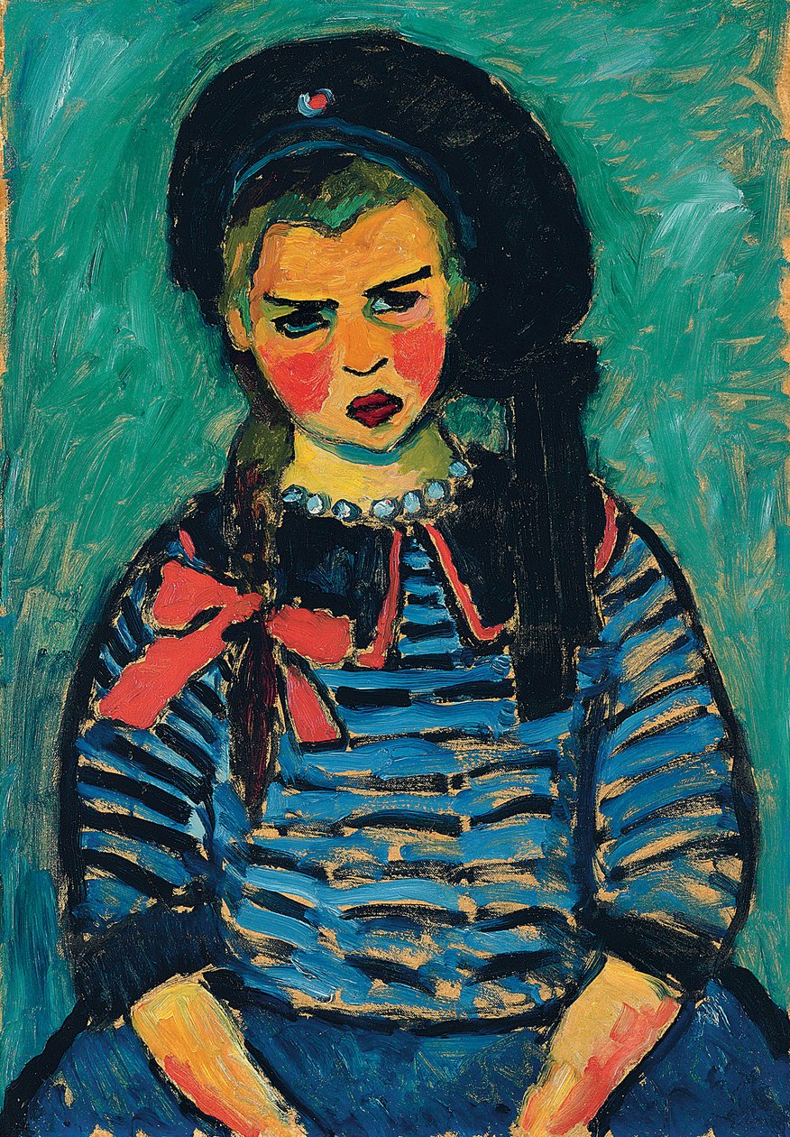 Menina com um laço vermelho; Menina com um laço vermelho, 1911 de Alexej von Jawlensky