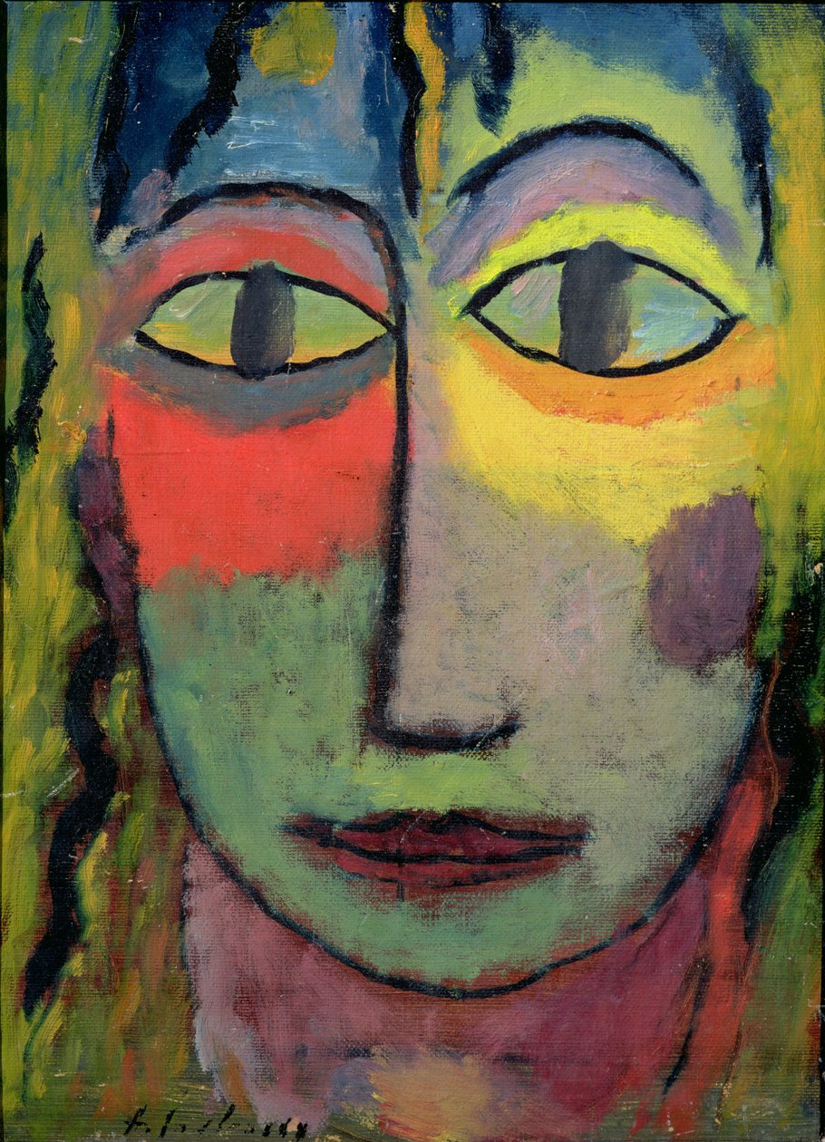 Cabeça de uma mulher &39;Medusa&39;, 1923 (óleo sobre papelão) de Alexej von Jawlensky
