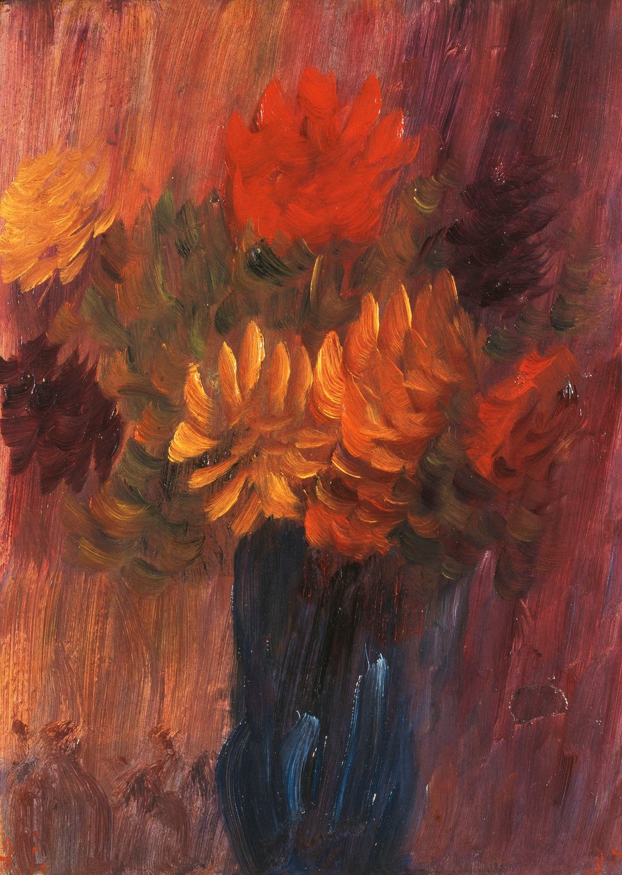 Grande natureza-morta: Dália vermelha e amarela; Grande natureza-morta: Dálias vermelhas e amarelas, 1937 de Alexej von Jawlensky