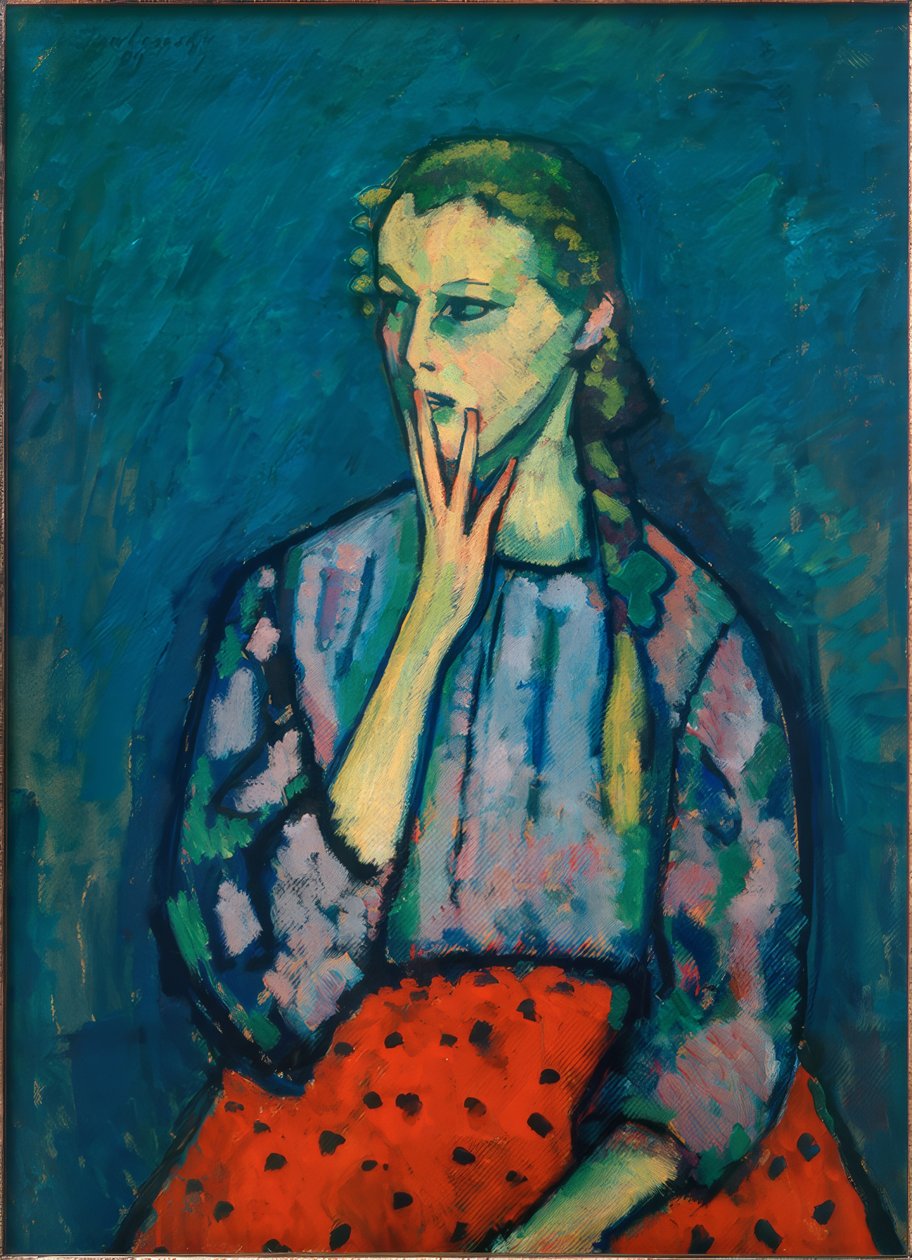 Retrato de uma Menina, 1909 de Alexej von Jawlensky