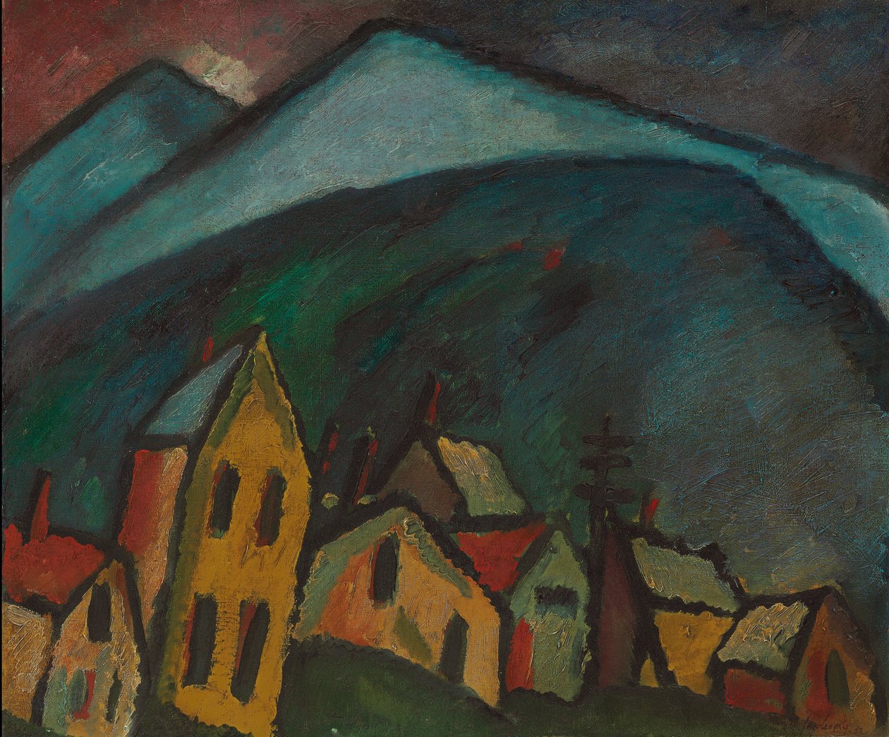 Paisagem montanhosa com casas; Paisagem montanhosa com casas, 1912 de Alexej von Jawlensky