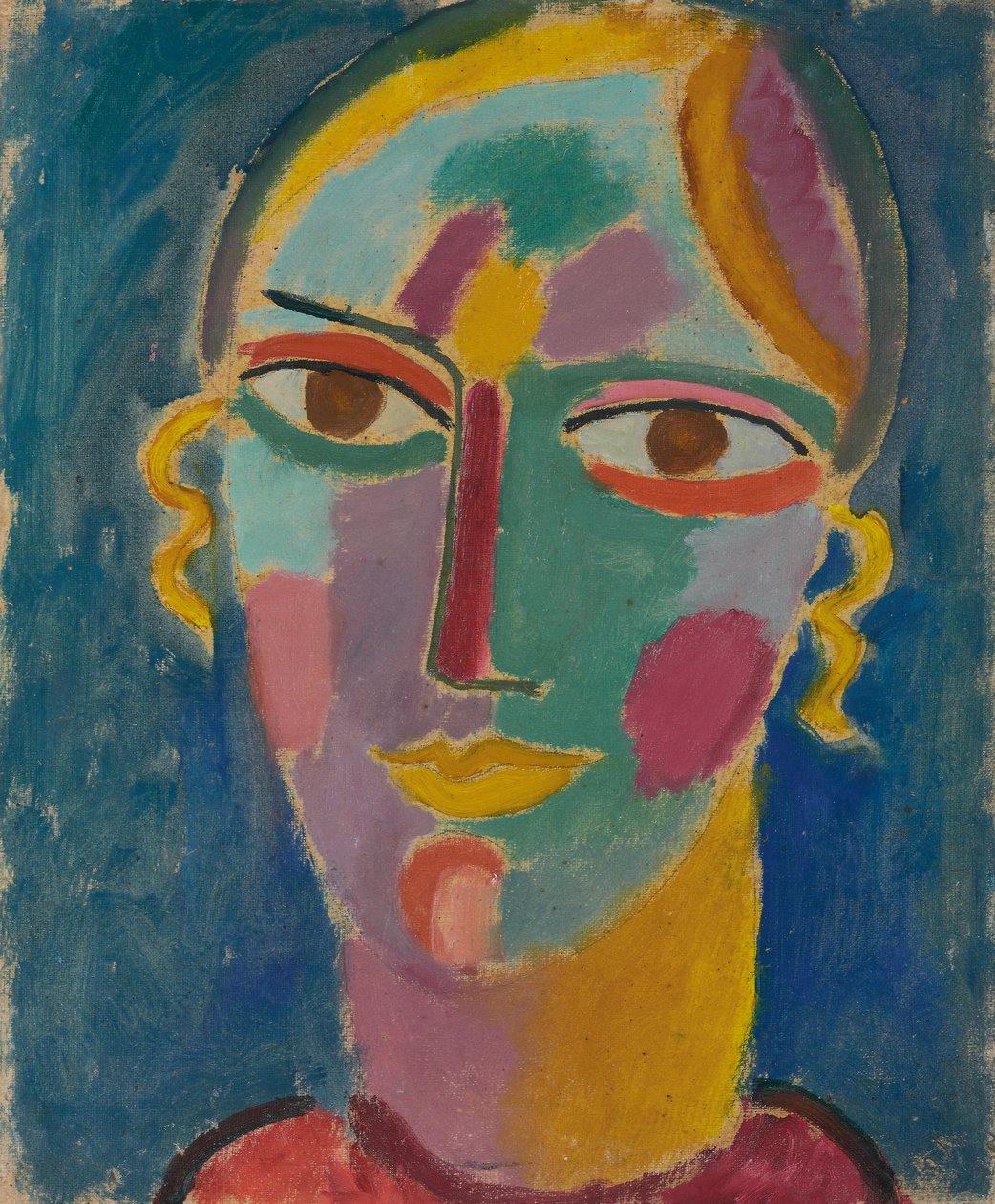 Cabeça mística: a cabeça da mulher em um fundo azul, c. 1917 de Alexej von Jawlensky
