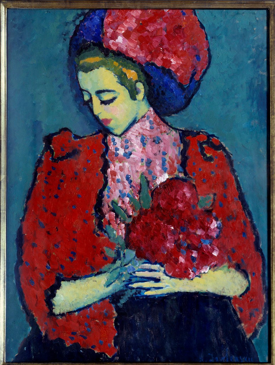 Peony Girl Painting de Alexei von Javlensky (Alexi von Jawlensky, Alexej von Javlenski) (1864-1941) de Alexej von Jawlensky