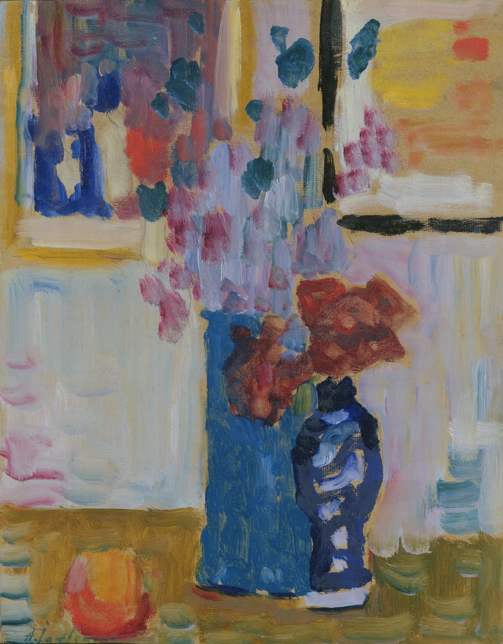 Ainda vida com flores (óleo no cartão) de Alexej von Jawlensky
