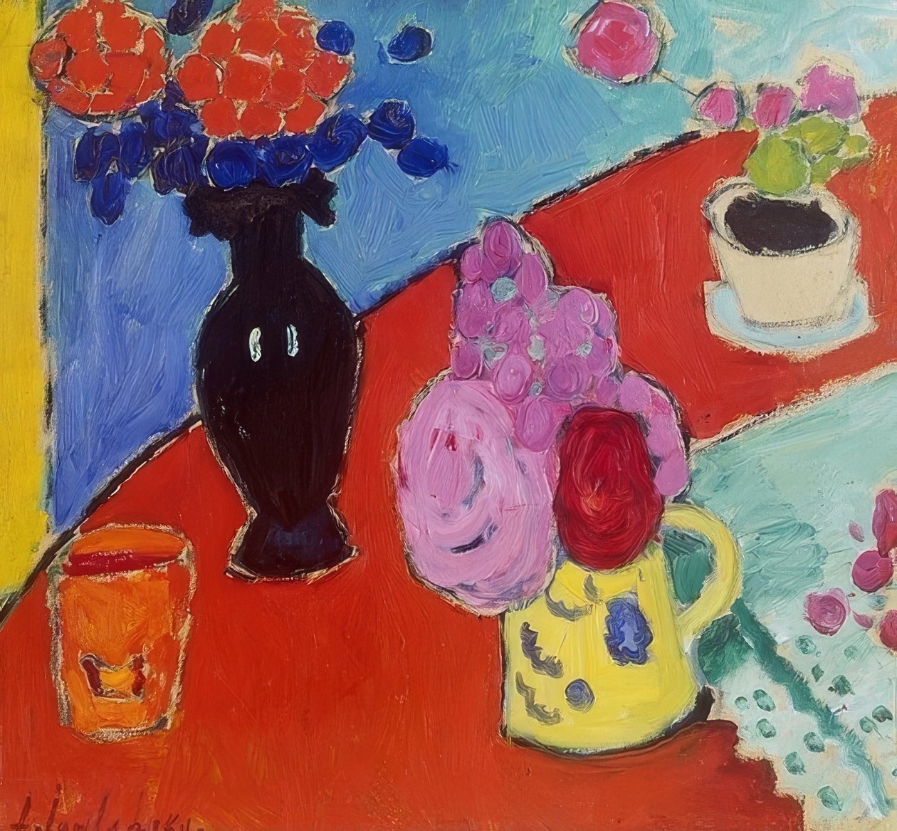 Natureza morta com vaso e jarro. 1909 de Alexej von Jawlensky