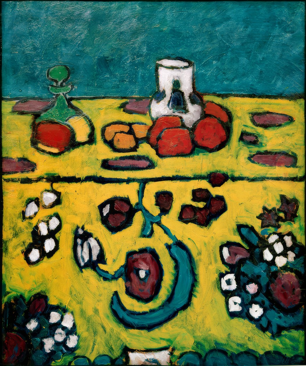 Natureza Morta com manta colorida de Alexej von Jawlensky