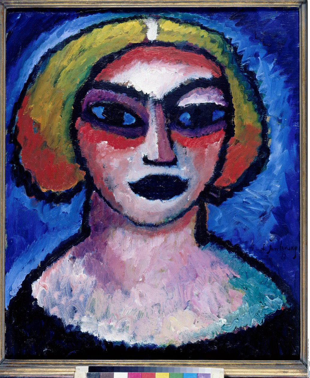"Tete de femme" (Cabeça de Mulher) Peinture de Alexei von Javlensky (1864-1941) 1912 Dim 61x51 cm Óleo sobre papelão Staatliche Museen, Berlim de Alexej von Jawlensky