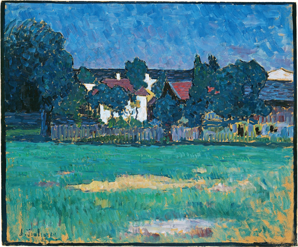 Paisagem de Wasserburg com casas e campo, 1907 de Alexej von Jawlensky